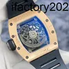 Top ZF Factory RicharsMiller Tourbillon Caixa de fibra de carbono RM030 Diamante original 18K Rose Gold Material oco Design Display Relógio mecânico automático1SXO