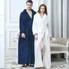 Women Men Thermal Flannel Long Bath Robe Winter Luxury Fur Bathrobe Warm Kimono Dressing Gown Sexy Bridesmaid Sleepwear 240109