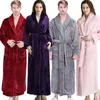 Women Men Thermal Flannel Long Bath Robe Winter Luxury Fur Bathrobe Warm Kimono Dressing Gown Sexy Bridesmaid Sleepwear 240109
