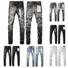 Paarse herenjeans Skinny Vintage Distress Ripped Destroyed Jeans Stretch Biker Denim Zwarte slanke hiphopbroek voor heren Jean-gaten graffiti 50 stijlen Groot formaat