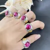 Cluster Rings 2024 Natural Rose Opal Electroplated Ring European And American Retro Court Style Fashion Luxury Jewelry