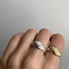 클러스터 링 여성 패션 보석 금색 anillo ringen anillos mujer 웨딩 밴드를위한 나선형 트위스트 스테인레스 스틸 반지