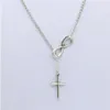 Whole-N606 Personnalité Infinity Cross Lariat Pendentif Colliers Argent Plaqué Européen Collares Collier Forever Faith Necklace2677