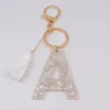 Tassel Acrylic 26 English Letter Keychain Fashion Pattern White Key Chain alphabet Hight of Friends Women2414