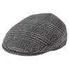 Caps Feinion Autumn Men Cap Summer Hat Wool Blend Flat Caps Stora Check Herrinbone Hats 721