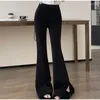 Pantalons pour femmes femmes velours côtelé ouvert Micro Flare automne et hiver taille haute fer à cheval rembourré femelle épaissi décontracté pur