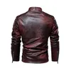 Jaqueta de couro masculina de lã de inverno motocicleta jaqueta de couro falso gola de pele removível corta-vento ropa de hombre casaco fino 240108