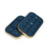 Smyckespåsar Microfiber Blue Display Tray Jewelery Holder Portable Ringörhängen Halsband Arrangör Lagring Box Organisator Bagel