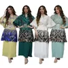 Vêtements ethniques Femmes élégantes Mode Imprimer Abaya Robe musulmane Robe Femme Manches longues À volants Hem Robe Vintage Islamique Robe