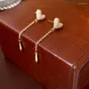Dangle Earrings 925 Sterling Silver Heart-Shaped Sparkling Diamond Long Water Droplet Tassel Luxury Jewelry Christmas Gift