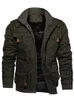 Effen Dikke Rits Cargo Jassen Voor Mannen Stand Kraag Muti Pocket Lange Mouw Heren Kleding Herfst Winter Warme Overjassen man 240108