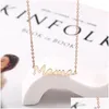 Pendentif Colliers Dainty Acier inoxydable Mama Collier Bijoux Sier Couleur Famille Fête des Mères pour les mamans Anniversaire Drop Livraison Dh2Sa