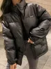 여자 트렌치 코트 Zoki streetwear y2k 여자 pakas 겨울 두꺼운 가죽 블랙 패션 따뜻한 면화 여성 세련된 지퍼 재킷