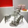 Rene Caovilla Women Stiletto Sandals Crystal Dekoracja Women Even Even Endery Obcasy 9,5 cm Dekorat serpentynowy podnośnik