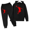 Printemps Automne Enfants Vêtements De Basket-ball Sweats À Capuche Pantalon Ensemble Garçons Filles Cadeaux De Vacances 3-12 Ans Enfants Manteau Noir Costume De Sport 240108