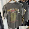 T-shirt da uomo Plus Polo Foto reali T-shirt in tessuto pesante Uomo Donna Stampa di caratteri vintage Nero Khaki Manica corta Consegna a goccia Appare Dhwxy