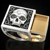 Cluster Rings Unique Vintage Punk Skull Men039s Ring Secret Compartment Memorial Souvenir Cinerary Casket Coffin For Men Hip Ho325250m