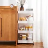 Duurzaam Rolling Utility Winkelwagen Opslag Plank Beweegbare Kloof Rack Keuken Badkamer Slim Slide Organizer kamer Trolleys 240109