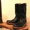 Bottes hommes Cowboy Rider ceinture boucle talon carré mi-mollet hiver PU Western moto travail chaussures de sécurité