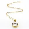 Pendant Necklaces Fashion Women Color Gold Big Stone Titanium Steel Ure Clear Simply Turnable Round Cubic Zirconia Necklace Jewelry