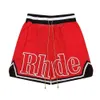 Projektant Rhude Shorts Mens Mesh Krótka lato moda elastyczna plażowa opaska Mężczyźni High Quality Street Wear Red Blue Black Purple Spods