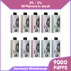 Germany warehouse bubble puff 9k disoposable vapes electronic cigarette LED display screen adjustable power 10000 puffs 2% 5% vaper shipping in 24 hours