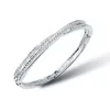 Bangle Crystal Twisted Line Cross Volledige Zirkoon Knooparmband voor Valentijnsdagcadeau