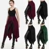 Gotische rok Zwart Middeleeuws Vintage Hoge taille rok Vetersluiting Onregelmatige paraplurok Halloween Steampunk lange rokken voor