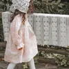 Bedårande koreanska flickor vintage tryckklänning för höst/vinter, rufsar puffhylsa söt lolita kostym, 10 år klädutrustning - perfekt för snygga barn!