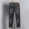 Men's Jeans Designer Autumn and winter new grey jeans, men's slim fit, straight tube, elastic middle waist, casual versatile pants, Chao brand pants SPN5