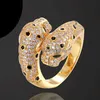 Cluster Rings Zlxgirl Moda Donna e uomo a forma di leopardo anello per dito animale gioielli Anello in cristallo zircone smaltato Jet per regali da donna YQ240109