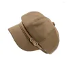 Berets mulher quatro estações sboy bonés chapéu octogonal para feminino boina de lã 56-58cm boina de emenda com borda pintor fivela de metal