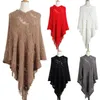 Kadınlar İçi Boş Kroşe Sweater Cape Pullover Örgü Şal Eşarp Tassel Poncho 240108