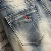 Calças de brim masculinas verão nova moda masculina estiramento denim shorts retro estilo de rua velho velho fino ajuste jeans curto emenda design 98% algodão marca t240109