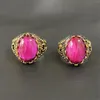 Cluster Rings 2024 Natural Rose Opal Electroplated Ring European And American Retro Court Style Fashion Luxury Jewelry