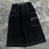 Jeans femininos jnco vintage grande bolso impresso em linha reta cintura alta y2k gótico baggy hip hop streetwear calças de skate