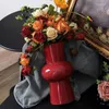 Vases minimaliste ornement vase rouge en céramique pour la décoration de la maison moderne créative rétro plante salon/décoration de chambre à coucher