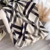 Winter New Checkered Printed Tassel Fashion Cashmere Fashionable Sweet Shawl Medium Length Thick Warm Scarf