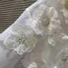Damenblusen BORVEMAYS Frauen Elegantes Hemd Lose Temperament Pailletten Perlen 3D Blume Einreiher Frühling Mesh WZ7882
