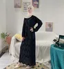 Abbigliamento etnico Ultimo abito lungo plissettato elastico islamico con motivo geometrico Abaya femminile musulmano interno