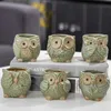 Planters Pots Fairy Garden Potted Antique Owl Flower Pot Ceramic Miniature Model Home Office Decoration Accessories Desktop Display Bonsai Pot YQ240109