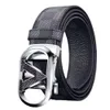 Ceinture de marque internationale à boucle automatique, nouvelle collection haut de gamme pour hommes, en cuir de vache véritable, à carreaux, d'âge moyen et jeune, 608 913