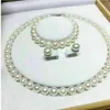 selling AAAA 910mm Akoya white pearl necklace bracelet earring set in 14k gold 240108