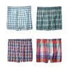 3 Pack Men's Cotton Shorts Knit Trunks Plaid Woven Mid Waist Underwear Plus Size Pants Coton Boxershorts Men 240109