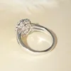Cluster-Ringe, 18 Karat Weißgold, 0,88 ct, natürlicher echter Diamant, Ring, Schmuck, Verlobung, Hochzeit, Zertifikat