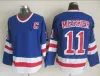 Vintage Mark Messier #11 Hockey Jerseys 75Th Blue 1992 Nation Team Red Campbell Oranje Gestikte Shirts C Patch M-Xxxl 97