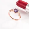 Cluster Rings 14K Rose Gold Filled Ring For Women Anillos De Wedding Bands Amethyst Gemstone Jewelry Females Bizuteria