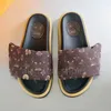 Designer pool kudde sandaler par tofflor män kvinnor glider sommar plattskor mode strand tofflor med original låda 35-45