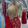 2024 Aso Ebi Red Mermaid Prom Dress Crystals Beaded Tiers Tulle Evening Formal Party Second Reception Birthday Engagement Gowns Dresses Robe De Soiree ZJ425