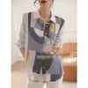 Blouses Femmes Vêtements coréens Femmes Chemise à manches longues Satin Printemps Automne Office Lady Impression Mode Jeunesse Chic Assez Lâche Casual